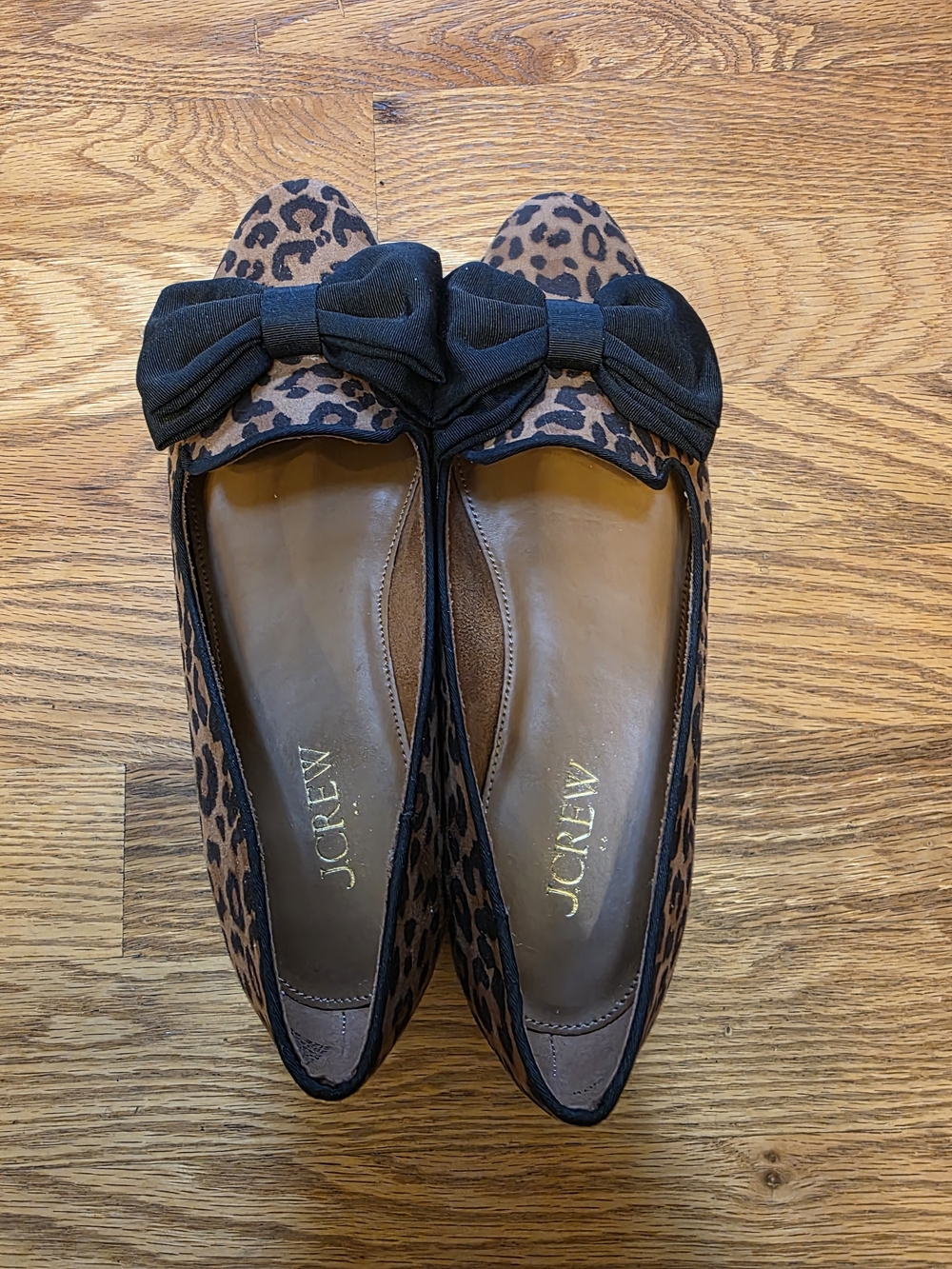 J. Crew Leopard Print Bow Flats in Brown and Black